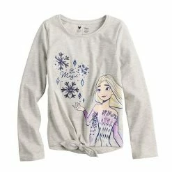 Disney/Jumping Beans Girls 4-12 Disney Frozen Elsa Embellished Long Sleeve Tie Front Tee By Jumping Beans®