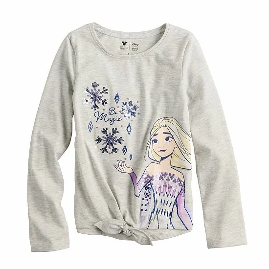 Disney/Jumping Beans Girls 4-12 Disney Frozen Elsa Embellished Long Sleeve Tie Front Tee By Jumping Beans® 3 Disney/Jumping Beans Girls 4-12 Disney Frozen Elsa Embellished Long Sleeve Tie Front Tee By Jumping Beans®