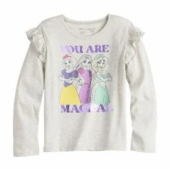 Disney/Jumping Beans Girls 4-12 Disney Princesses "You Are Magical" Ruffle Shoulder Long Sleeve Graphic Tee By Jumping Beans®