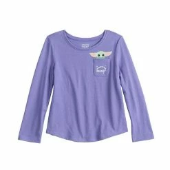 Disney/Jumping Beans Toddler Girl Jumping Beans® Star Wars The Mandalorian Grogu Aka Baby Yoda "Cutest In The Galaxy" Long Sleeve Pocket Tee