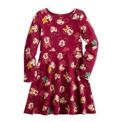 Disney/Jumping Beans Girls 4-12 Disney Mickey Mouse & Minnie Mouse Long Sleeve Skater Dress By Jumping Beans®