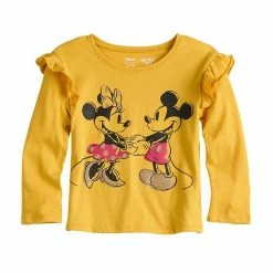 Disney/Jumping Beans Toddler Girl Disney Mickey Mouse & Minnie Mouse Ruffle Shoulder Long Sleeve Graphic Tee By Jumping Beans®