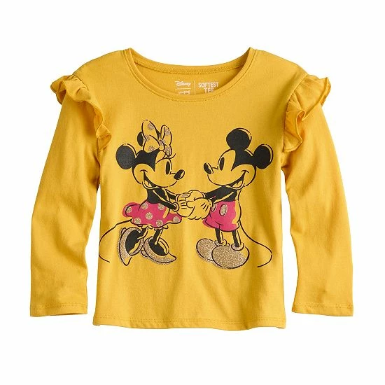 Disney/Jumping Beans Toddler Girl Disney Mickey Mouse & Minnie Mouse Ruffle Shoulder Long Sleeve Graphic Tee By Jumping Beans® 3 Disney/Jumping Beans Toddler Girl Disney Mickey Mouse & Minnie Mouse Ruffle Shoulder Long Sleeve Graphic Tee By Jumping Beans®