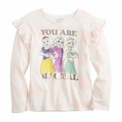Disney/Jumping Beans Girls 4-12 Disney Princesses Adaptive Sensory Friendly Long Sleeve Ruffle Shoulder Graphic Tee By Jumping Beans®