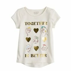 Disney/Jumping Beans Girls 4-12 Disney Princesses Adaptive Sensory Friendly Metallic High-Low Graphic Tee By Jumping Beans®