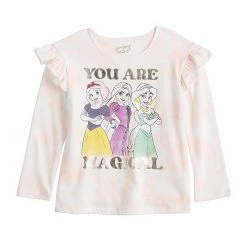 Disney/Jumping Beans Toddler Girl Disney Princesses Adaptive Easy Dressing & Abdominal Access Ruffle Shoulder Tee By Jumping Beans®