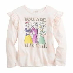 Disney/Jumping Beans Toddler Girl Disney Princesses Adaptive Sensory Friendly Long Sleeve Ruffle Shoulder Graphic Tee By Jumping Beans®