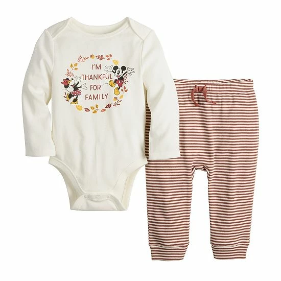 Disney/Jumping Beans Baby Boy Disney Mickey Mouse & Minnie Mouse Fall Holiday Bodysuit & Jogger Pants Set By Jumping Beans® Ivory Disney 3 Disney/Jumping Beans Baby Boy Disney Mickey Mouse & Minnie Mouse Fall Holiday Bodysuit & Jogger Pants Set By Jumping Beans® Ivory Disney