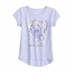 Disney/Jumping Beans Girls 4-12 Disney Lilo & Stitch Adaptive Sensory Friendly High-Low Metallic Graphic Tee By Jumping Beans®