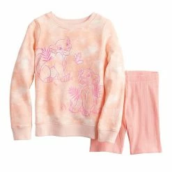 Disney/Jumping Beans Toddler Girl Disney The Lion King Simba & Nala Tie Dye Sweatshirt & Bike Shorts Set By Jumping Beans®