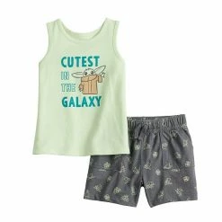 Disney/Jumping Beans Baby Boy Jumping Beans® The Mandalorian Grogu Aka Baby Yoda "Cutest In The Galaxy" Graphic Tank Top & Shorts Set